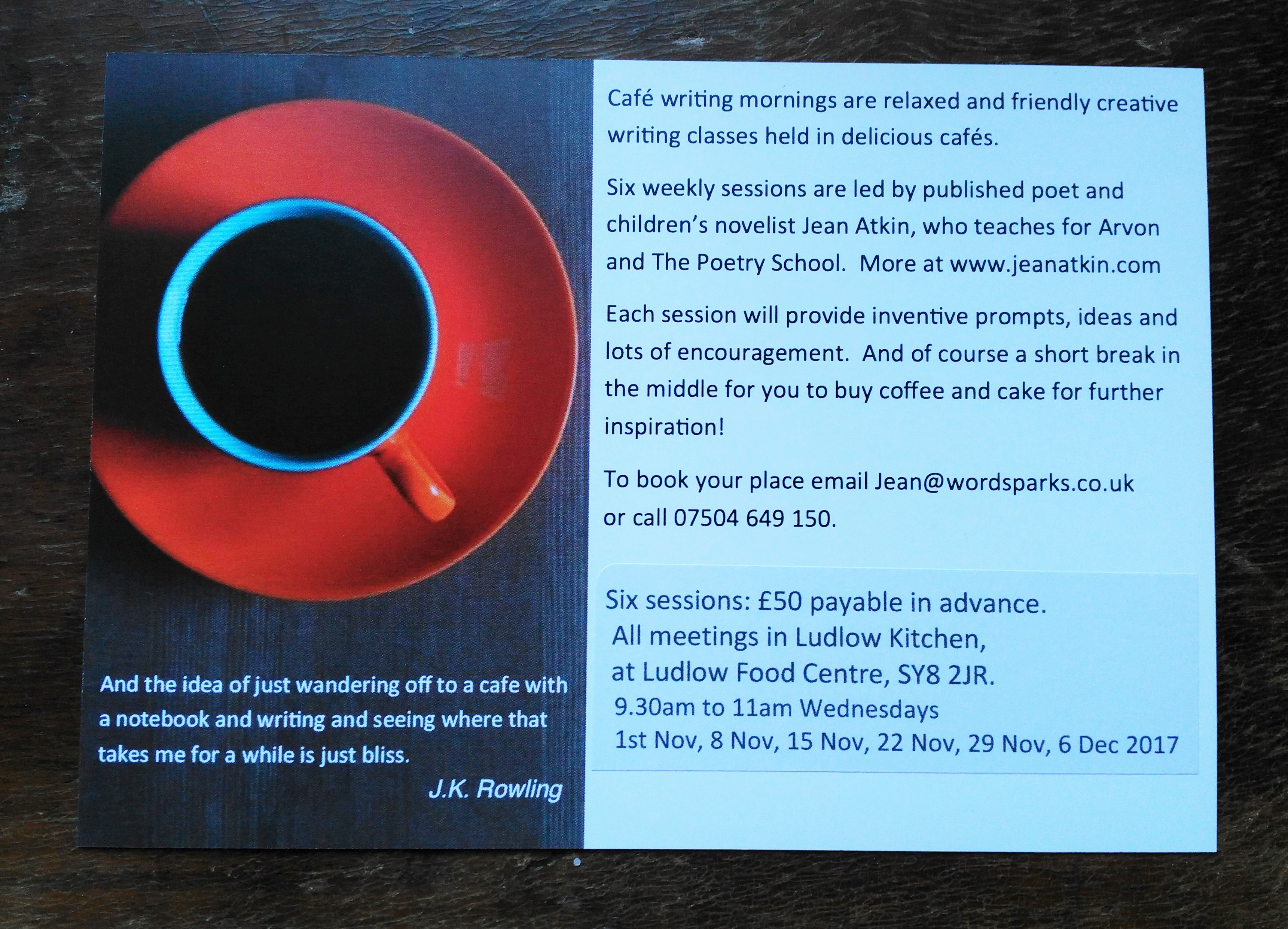 Cafe Writing Nov2017