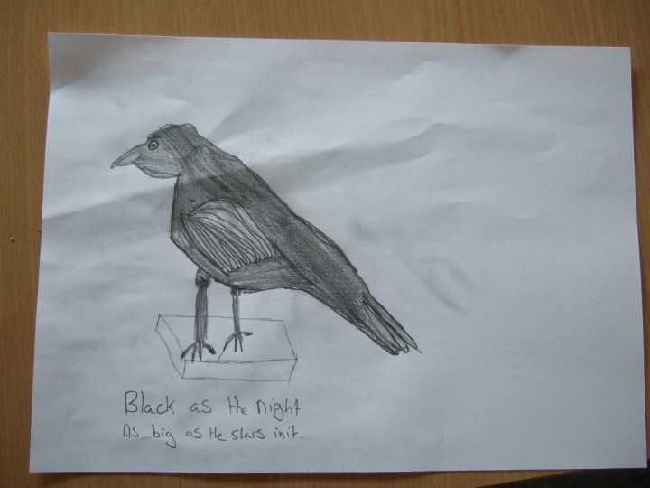 Crow House Ludlow Library crow drawing 5 Ben